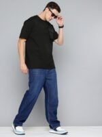 Flying Machine Drop-Shoulder Sleeves Pure Cotton Relaxed Fit T-shirt