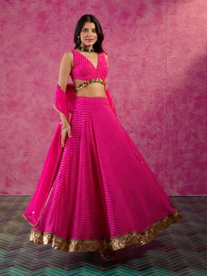 Gajra Gang Frida Farida Pink Georgette Leheriya Coin Lehenga Set GGFFSKD12