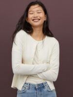H&M Women White Fine-knit cardigan