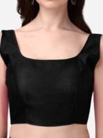 HERE&NOW Round Neck Padded Silk Saree Blouse