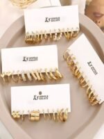 Jewels Galaxy Set of 24 Gold Plated Half Hoop Earrings
