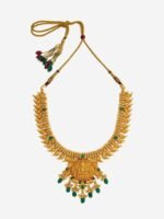 Kushal's Fashion Jewellery 92.5 Pure Silver Gold-Plated Studded & Beaded Temple Necklace