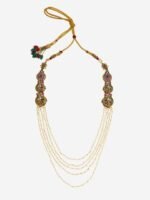 Kushal's Fashion Jewellery 92.5 Pure Silver Gold-Plated Studded & Beaded Layered Necklace