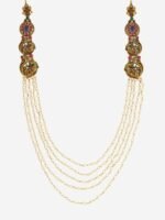 Kushal's Fashion Jewellery 92.5 Pure Silver Gold-Plated Studded & Beaded Layered Necklace