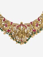 Kushal's Fashion Jewellery Embellished Bridal 92.5 Silver Gold-Plated Temple Necklace