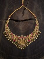 Kushal's Fashion Jewellery Embellished Bridal 92.5 Silver Gold-Plated Temple Necklace
