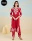Likha Red Pure Cotton Authentic Chikankari Embroidery Straight Kurta & Pant LIKCKSKD03