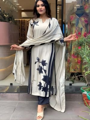 Lush Glam Sophisticated Embroidered Kurta Pant with Dupatta (Set of 3)