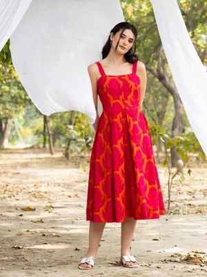 Mabish By Sonal Jain Strappy Box Pleat Midi Dress