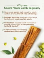 Nat Habit Kacchi Neem Dual Wooden Tooth Comb - Soaked in 17 Herbs & Oils for Frizz Control
