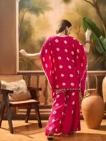 Sangria Bandhej Printed Kaftan & Tube Top With Sharara