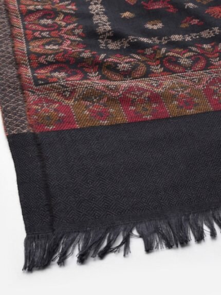 Sangria Ethnic Motifs Woven Design Winter Pashmina Woollen Stole