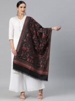 Sangria Ethnic Motifs Woven Design Winter Pashmina Woollen Stole