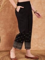 Sangria Floral Zari Embroidered Palazzo