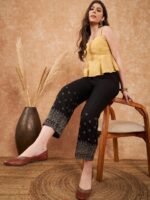 Sangria Floral Zari Embroidered Palazzo