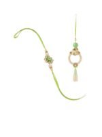 Sangria Set of 2 Artificial Stones & Pearls Bhaiya Bhabhi Rakhi with Roli Chawal