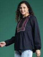 Sangria Women Embroidered Cotton Top