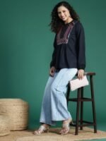 Sangria Women Embroidered Cotton Top
