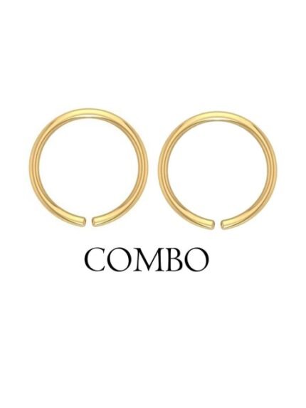SHREEVARAM Pack of 2 Gold-Plated Brass Nose Ring