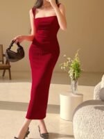StyleCast Red Shoulder Straps Bodycon Maxi Dress