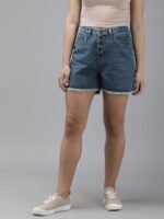 The Roadster Life Co. Women High-Rise Pure Cotton Denim Shorts