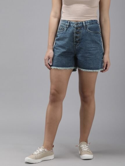 The Roadster Life Co. Women High-Rise Pure Cotton Denim Shorts