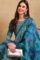 Vaamsi Teal Silk Blend Ethnic Motifs Printed Straight Kurta Pants with Dupatta (Set of 3)