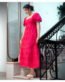 Veeralda Pink Self Design Square Neck Tier Midi Dress