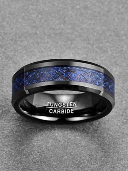 VIEN Stainless Steel Inlay Edges Band Finger Ring