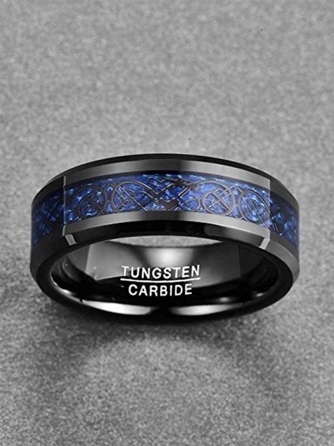 VIEN Stainless Steel Inlay Edges Band Finger Ring