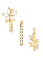 Zaveri Pearls Set Of 3 Cubic Zirconia Stone-Studded Clip On Nosepins