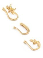 Zaveri Pearls Set Of 3 Cubic Zirconia Stone-Studded Clip On Nosepins
